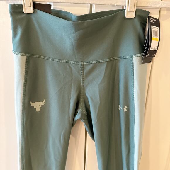 UNDER ARMOUR Project Rock Ankle Crop Leggings Toddy Green | Medium - Picture 9 of 11